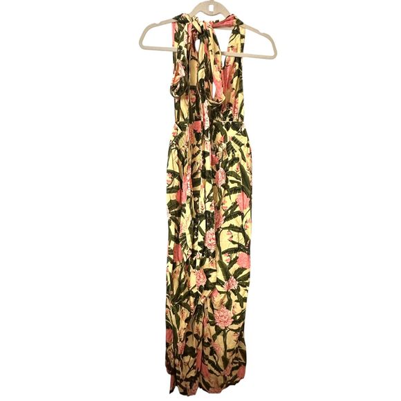 AGUA BENDITA X TARGET Peony Botanical Halter Jumpsuit Yellow X-Small - Picture 4 of 6